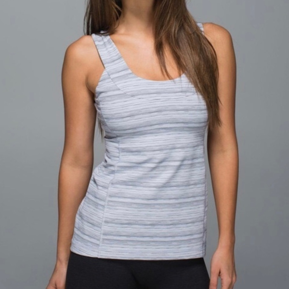 Lululemon Scoop Neck Tank Top 8 White Grey